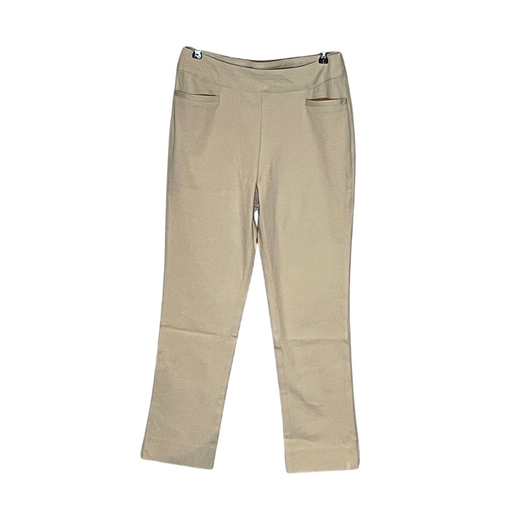 Soft Surroundings PS Khaki Tan Pull On Straight Leg Stretch Pants Granola Girl